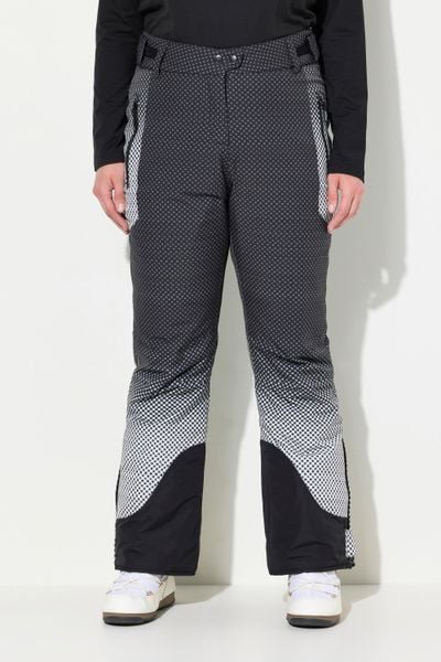 Damskie Spodnie narciarskie wodoodporne kropki paski na rzep. Czarne spodnie materiałowe damskie Ulla Popken, plus size, z elastanu, narciarskie. Za 639.99 zł.