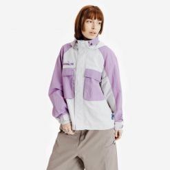 Kurtka Decathlon x Tetsunori. Fioletowe kurtki damskie Decathlon, xl, bez wzorów, z materiału, bez kaptura. Za 359.99 zł.