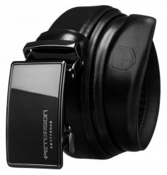Pasek męski Peterson PTN A003 BLACK czarny. Czarne paski męskie Peterson, bez wzorów, z jeansu. Za 79.99 zł.