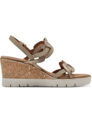 Tamaris Sandały w kolorze złoto-jasnobrązowym na koturnie rozmiar: 40. Brązowe sandały damskie Tamaris, bez wzorów, bez obcasa, na koturnie. Za 155.88 zł.