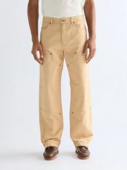 MESKIE SPODNIE WRANGLER DOUBLE KNEE CARPENTER GOLDEN WHEAT 112377856. Spodnie materiałowe męskie Wrangler, bez wzorów, z jeansu. Za 189.99 zł.