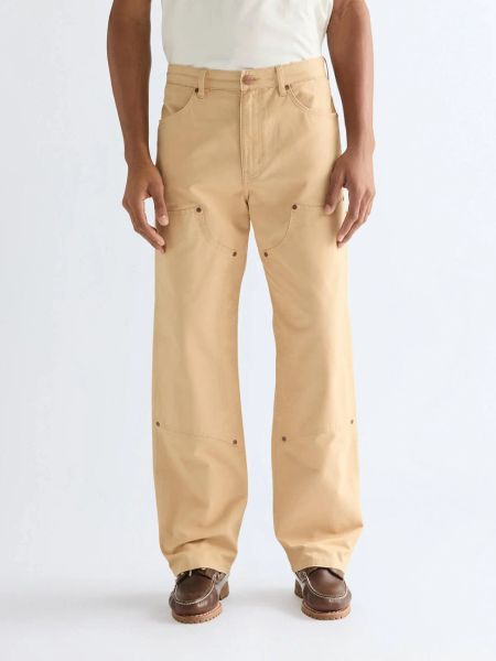 MESKIE SPODNIE WRANGLER DOUBLE KNEE CARPENTER GOLDEN WHEAT 112377856. Spodnie materiałowe męskie Wrangler, bez wzorów, z jeansu. Za 189.99 zł.