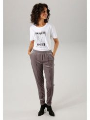 Aniston Spodnie w kolorze srebrnym rozmiar: 40. Szare spodnie materiałowe damskie Aniston, bez wzorów, z materiału. Za 41.59 zł.