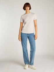 CALVIN KLEIN JEANS Koszulka w kolorze kremowym rozmiar: L. Brązowe bluzki damskie Calvin Klein Jeans, l, bez wzorów, z bawełny, bez kołnierzyka, bez ramiączek. Za 92.42 zł.