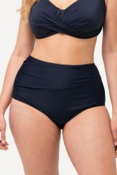 Damski Dół od bikini drapowanie wysoki stan. Niebieskie bikini damskie Ulla Popken, bez wzorów, plus size. Za 100.99 zł.