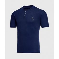 Koszulka Polo Męska Excellence. Niebieskie koszulki polo męskie NORDICDOTS, m, bez wzorów, z materiału, bez ramiączek. Za 275.00 zł.