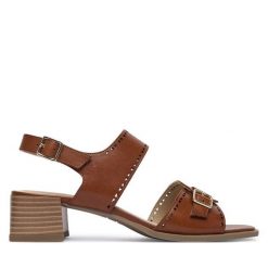 Sandały Caprice. Brązowe sandały damskie Caprice, bez wzorów, bez obcasa, na słupku. Za 339.99 zł.