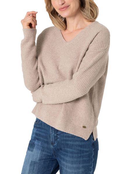 Timezone Sweter w kolorze beżowym rozmiar: XL. Brązowe swetry klasyczne damskie Timezone, xl, bez kołnierzyka. Za 100.99 zł.