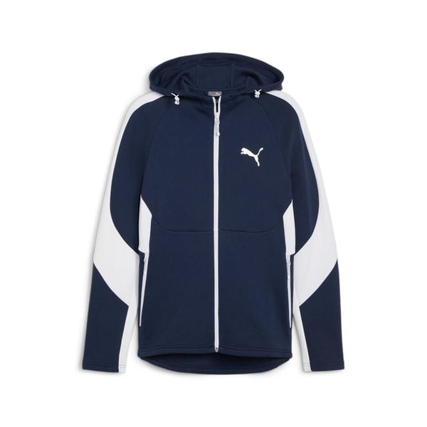 Bluza Sportowa Męska Puma Evostripe Fz Dk. Niebieskie bluzy bez kaptura męskie Puma, bez wzorów, sportowe, bez kołnierzyka, bez ramiączek. Za 201.99 zł.