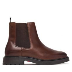 Sztyblety Tommy Hilfiger. Brązowe sztyblety męskie Tommy Hilfiger, bez zapięcia. Za 649.99 zł.