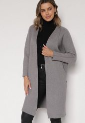 Szary Klasyczny Niezapinany Kardigan Elitusa. Szare kardigany damskie Born2be, uniwersalny, bez wzorów, z jeansu. Za 119.99 zł.