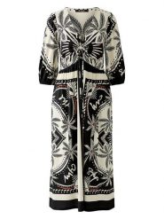 Miss Lagotte Sukienka w kolorze czarno-kremowym rozmiar: 40. Brązowe sukienki damskie Miss Lagotte, bez wzorów, bez kołnierzyka, bez ramiączek, maxi. Za 173.99 zł.