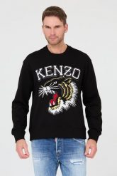 KENZO Czarna bluza TIGER VARSITY JUNGLE. Czarne bluzy bez kaptura męskie Kenzo, m. W wyprzedaży za 889.99 zł.