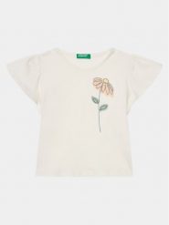 United Colors Of Benetton T-Shirt 3096G10DY Écru Regular Fit. Koszulki dziewczęce United Colors Of Benetton, bez wzorów, z bawełny, bez ramiączek. Za 39.99 zł.