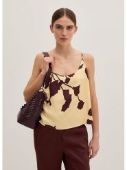 STEFANEL Top w kolorze brązowo-jasnożółtym rozmiar: S. Żółte topy damskie Stefanel, s, bez wzorów, z wiskozy, bez kołnierzyka. Za 152.99 zł.