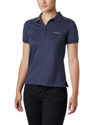 Columbia Koszulka polo "Lakeside Trail™" w kolorze granatowym rozmiar: M. Niebieskie bluzki damskie Columbia, m, bez wzorów, bez kołnierzyka, bez ramiączek. Za 127.35 zł.