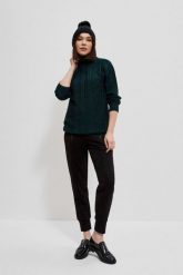 Sweter w warkoczowy splot z długimi rękawami szmaragdowy. Zielone swetry klasyczne damskie MOODO, m, ze splotem, bez kołnierzyka. W wyprzedaży za 55.99 zł.