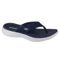 Japonki damskie, On The Go 600 Sunny. Niebieskie klapki damskie Skechers, bez wzorów, bez obcasa. Za 199.99 zł.