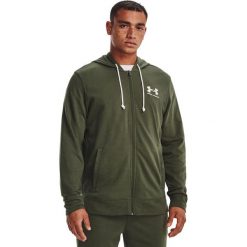 Bluza z kapturem Under Armour Rival Terry LC FZ, Mężczyźni. Zielone bluzy sportowe męskie Under Armour, bez wzorów, z bawełny, sportowe, bez kołnierzyka, bez ramiączek. Za 390.00 zł.