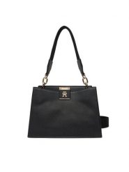 Tommy Hilfiger Torebka Th Her Med Satchel AW0AW17722 Czarny. Czarne torebki klasyczne damskie Tommy Hilfiger, bez wzorów, ze skóry, bez dodatków. Za 379.99 zł.