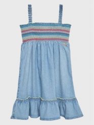 Guess Sukienka jeansowa J3GK02 D3JU0 Niebieski Regular Fit. Niebieskie sukienki dziewczęce Guess, z aplikacjami, z bawełny, bez ramiączek. Za 159.99 zł.