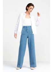 Rich&Royal Spodnie w kolorze niebieskim rozmiar: 34. Niebieskie spodnie materiałowe damskie Rich&Royal, bez wzorów, z materiału, z podwyższonym stanem. Za 257.92 zł.