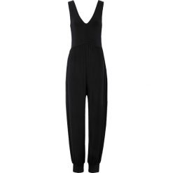 Kombinezon z dżerseju z mieszanki wiskozy. Czarne kombinezony damskie bonprix, bez wzorów, z dżerseju, eleganckie, bez kołnierzyka, bez ramiączek. Za 119.99 zł.