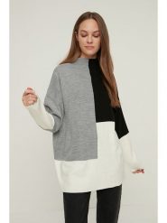 Trendyol Sweter w kolorze szaro-czarno-białym rozmiar: XXL. Szare golfy damskie Trendyol, xxl, bez wzorów, bez ramiączek. Za 65.85 zł.