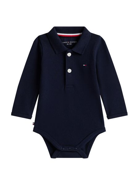 Tommy Hilfiger Body dziecięce KN0KN02075 Granatowy. Niebieskie body niemowlęce Tommy Hilfiger, bez wzorów, z bawełny, bez ramiączek. Za 189.99 zł.
