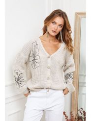 Joséfine Kardigan "Beegees" w kolorze beżowym rozmiar: S. Brązowe kardigany damskie Joséfine, s, bez wzorów, ze splotem. Za 170.07 zł.