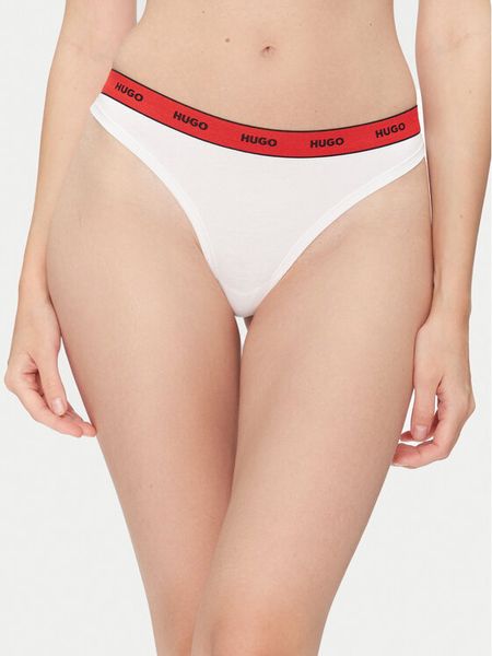 HUGO Stringi Thong Stripe Pyp 50545700 Biały. Białe stringi damskie Hugo, s, bez wzorów, z bawełny. Za 49.99 zł.