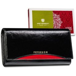 Portfel skórzany Peterson PTN PL-467 czarny. Czarne portfele damskie Peterson, bez wzorów. Za 127.99 zł.