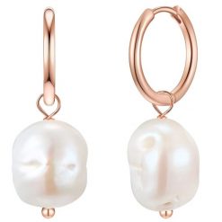 Glanzstücke München Srebrne kolczyki kreole srebro wysokiej próby Perła hodowlana słodkowodna różowe złoto Kolczyki koła 1 ct Damski. Czerwone kolczyki damskie Glanzstücke München, z perłą, pozłacane. Za 279.99 zł.
