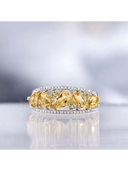 CARATELLI Złoty pierścionek "Olivines" z diamentami rozmiar: 60. Pomarańczowe pierścionki damskie CARATELLI, z cytrynem, złote. Za 1,796.99 zł.