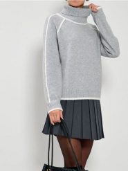 Golf z przeszyciami - szary. Szare golfy damskie Sinsay, l, bez wzorów, bez ramiączek. Za 59.99 zł.