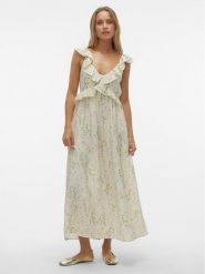 Vero Moda Sukienka letnia Josie 10303761 Écru Regular Fit. Sukienki damskie Vero Moda, na lato, l, bez wzorów, z wiskozy, bez kołnierzyka, bez ramiączek. Za 249.99 zł.
