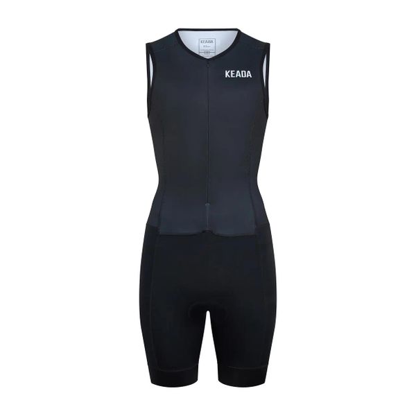 Damski kombinezon triathlonowy Essential bez rękawów – czarny. Czarne kombinezony damskie KEADA SPORTS, xl, bez wzorów, z materiału, bez kołnierzyka, bez ramiączek. Za 549.00 zł.
