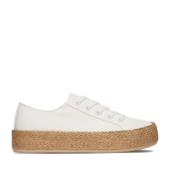 Espadryle JENNY. Białe espadryle damskie Jenny, bez wzorów, bez obcasa. Za 99.99 zł.