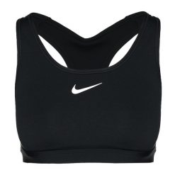 Biustonosz treningowy Nike Swoosh Medium Support. Czarne biustonosze sportowe damskie Nike, bez wzorów. Za 190.16 zł.