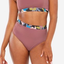 Góra kostiumu kąpielowego surfingowego damska Olaian Aurely Palmer. Niebieskie bikini damskie OLAIAN, bez wzorów. Za 69.99 zł.