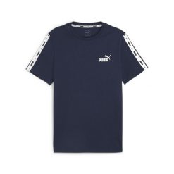 Koszulka Sportowa Męska Puma Ess+ Tape. Niebieskie t-shirty sportowe męskie Puma, l, z bawełny, bez ramiączek. Za 153.00 zł.