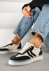 Czarno-Beżowe Sneakersy Tenisówki Ozdobione Paskami Falovinia. Czarne trampki i tenisówki damskie Renee, bez wzorów, z jeansu. Za 79.99 zł.