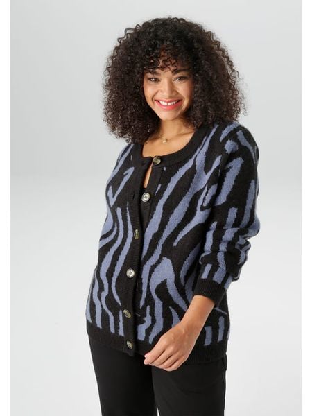 Aniston Kardigan w kolorze czarno-niebieskim rozmiar: 46. Czarne kardigany damskie Aniston, bez wzorów. Za 79.77 zł.