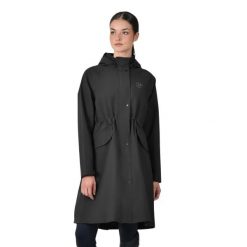 Długa kurtka przeciwdeszczowa dla kobiet do jazdy konnej Dublin. Czarne kurtki damskie DUBLIN, bez wzorów, bez kaptura. Za 619.50 zł.