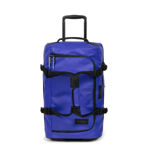 Torba podróżna na kółkach Eastpak Duffel S. Niebieskie torebki klasyczne damskie Eastpak, bez wzorów, z materiału, duże, bez dodatków. Za 518.50 zł.