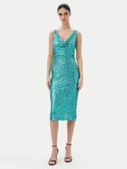 Rinascimento Sukienka koktajlowa CFC0123778003 Zielony Regular Fit. Zielone sukienki damskie RINASCIMENTO, l, bez wzorów, z syntetyku, wizytowe, bez kołnierzyka, bez ramiączek. Za 439.99 zł.