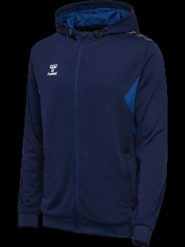 Hummel hmlAUTHENTIC PL ZIP HOODIE Kurtka rozpinana z poliestru MARINE. Niebieskie kurtki męskie HUMMEL, m, bez wzorów, marine, bez kaptura. Za 213.50 zł.