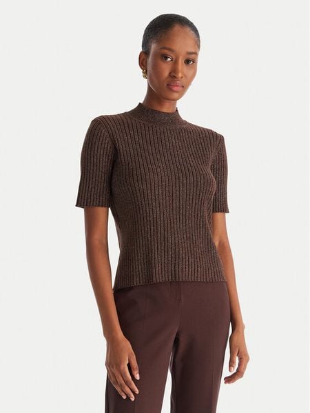 ACCESS FASHION Sweter 54-8046 Brązowy Slim Fit. Brązowe swetry klasyczne damskie ACCESS FASHION, l, z syntetyku, bez kołnierzyka. Za 169.99 zł.