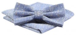 Mucha Męska Alties z Poszetką - Niebieska, Delikatny Nadruk. Niebieskie krawaty i muchy męskie Alties, bez wzorów, eleganckie. Za 54.00 zł.