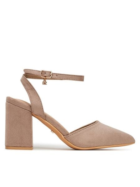 DeeZee Czółenka HTA917-2A Beżowy. Brązowe czółenka damskie DeeZee, bez wzorów, z materiału, bez obcasa. Za 119.99 zł.